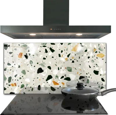 Produktbild von Spritzschutz aus Glas Küchenrückwand - Wandschutz für Herd und Spüle - 100x50 cm - Terrazzo Naturstein
