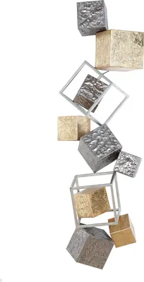 Produktbild von Casablanca by Gilde Wandobjekt "Cubes" anthrazit/gold-/silberfarben, mit Aufhängung, H.92,1 cm, 84259