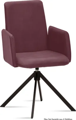 Produktbild von Armlehnstuhl drehbar (4er-Set) Deasia 52x92x60 Schwarz/Marsala