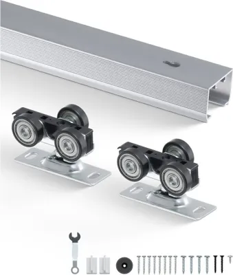 Immagine prodotto di Set di binari per porte scorrevoli Premium - binari singoli 1746 mm - Sistema di porte scorrevoli di alta qualità per locali residenziali e commerciali