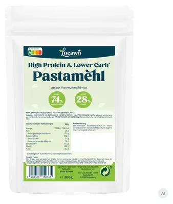 Produktbild von Locawo High Protein Low Carb Pastamehl | Hartweizenmehlersatz | 1kg