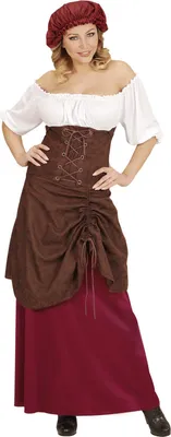 Produktbild von Mittelalterliche Wirtin 2-tlg. Kleid, Mütze XXL