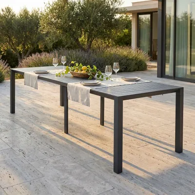 Immagine prodotto di Milani Home - consolle da giardino allungabile, alluminio, 10 posti, antracite, piano 52/260 x 85 cm