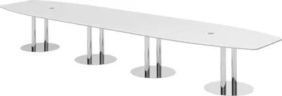 Produktbild von bümö Konferenztisch XXL KT52 - Nachbildung: Weiß, tischfuss: Chromsäulen