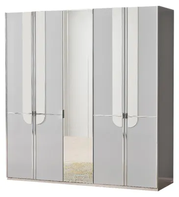 Produktbild von Kleiderschrank Spiegel Schrank Schlafzimmerschrank Grau Holzschrank