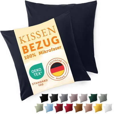 Productafbeelding van Kussenhoezen 50 x 50 cm, 2 Stuks - Donkerblau, 100% Microvezel