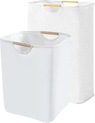 Image de Paniers à linge, lot de 2, 72 l et 48 l, pliables, avec poignée, pour la chambre et la salle de bains