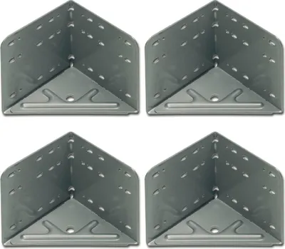 Produktbild von vasalat Bettwinkel Eckverbinder stabil, 4er-Set - Bettverbinder für eine extrem stabile Bettrahmenbefestigung, Stahl silbergrau