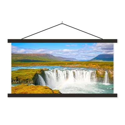 Produktbild von MuchoWow® Textilposter Wasserfall - Wasser - Natur 60x30 cm mit schwarzem Rahmen - Textilien
