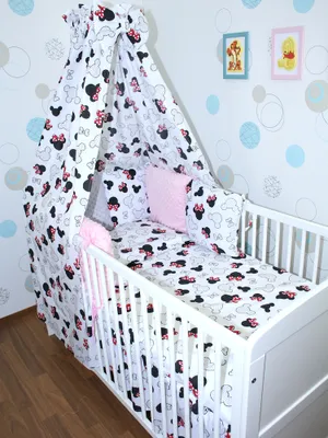 Produktbild von Baby Bettwäsche Bettset MINKY mit 6 x Kissen - 6 teilig -Nestchen Vollstoff Himmel 1. B01