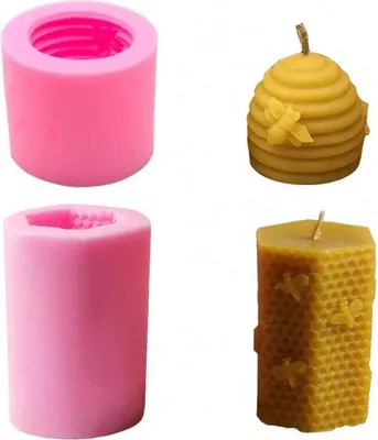 Produktbild von Silikonform für Kerzen, Bienenwachs-Silikonformen, bienenkorbförmige Kerzen, Silikon-DIY-Bienen-Kerzenformen, 3D-Bienen-Fondant-Kuchen-Dekorationsseifen (2 Stück)