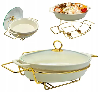 Produktbild von Skomar Keramik Servierpfanne mit Wärmer 2.7L oval