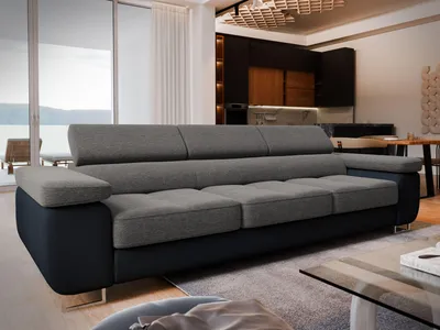 Produktbild von Sofa MOSINE mit Schlaffunktion, Schlafsofa, Wohnzimmersofa, Couch, Soffa, Bettsofa, Geflochtener Stoff – Hellgrau SAWANA 21 + MADRYT 9100