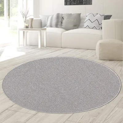 Obrázek produktu pro Koberec s krátkým vlasem, jednoduchý, jednobarevný, šedý, průměr 133 cm