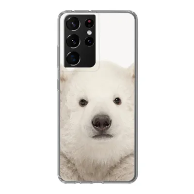 Produktbild von MuchoWow® Handyhülle Schutzhülle Hülle für Samsung Galaxy S21 Ultra Eisbär - Tiere - Weiß - Kinder - Jungen - Mädchen Silikon Softcase Handy Hülle - Mobiltelefon