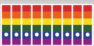 Produktbild von Wallario Ordnerrücken Sticker, selbstklebend für breite Ordner, 9 Stück, Motiv Regenbogen Flagge Fahne