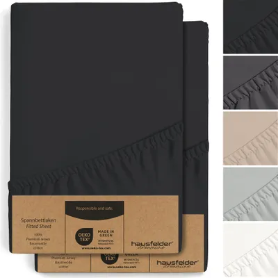 Produktbild von 2er Set Spannbettlaken Boxspring 90x200 bis 100x200 cm, bis 40 cm Matratzenhöhe; Schwarz