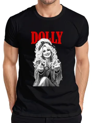 Produktbild von Dolly Parton Country Musik Mittelfinger Rockabilly Retro Sängerin Herren T-Shirt, Schwarz, M