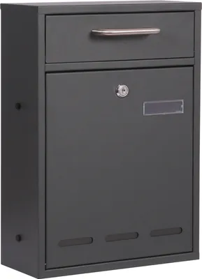 Produktbild von Wiltec Briefkasten anthrazit V53 Postkasten mit Namensschild, Sichtfenstern und 2 Schlüsseln als Wandbriefkasten oder Standbriefkasten