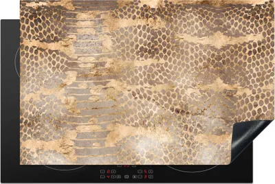 Produktbild von KitchenYeah© Herdabdeckplatte Tiermuster - Schlange - Gold - Luxus , 80x52cm, Küche Deko, Glaskeramikkochfeld Herdabdeckung, Abdeckplatte fùr Kochfeld