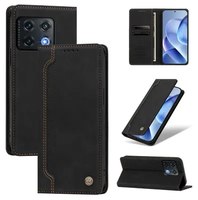 Obrázek produktu pro Pouzdro pro OnePlus 10 Pro,Polyuretankožené peněženkové flipové pouzdro s přihrádkami na karty a stojánkem Černá