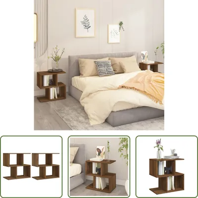 Produktbild von The Living Store Nachttische 2Stk. Braun Eichen-Optik 50x30x51,5cm Holzwerkstoff