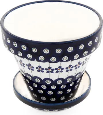 Produktbild von Original Bunzlauer Keramik Blumentopf mit Unterchale H=11,8/2,8cm D=14/11,8cm Design 166a