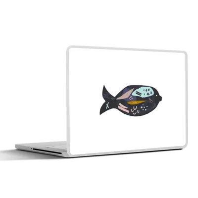 Produktbild von MuchoWow® Laptop Aufkleber Sticker Cover Schwarz - Fisch - Pastell 32.5x23.5 cm - Sticker für Laptop - Selbstklebend