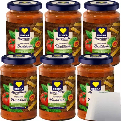 Produktbild von Edeka Tomatensauce Basilikum 6er Pack (6x350g Glas) + usy Block