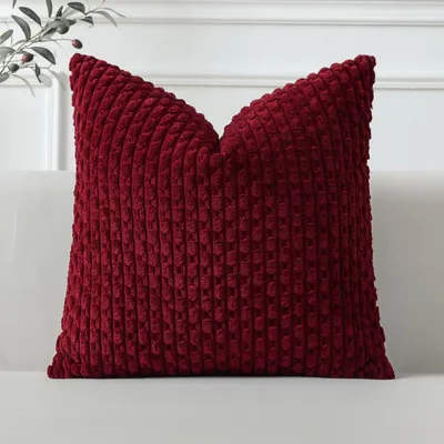 Obrázok produktu pre Poťah na vankúš, kordový materiál, vínová farba, 60x60 cm, 1 kus