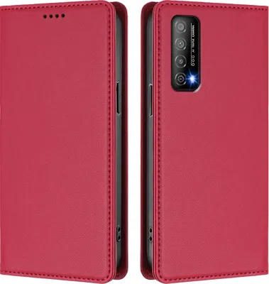 Immagine prodotto di Custodia in pelle per Huawei Y7A/P Smart 2021, custodia magnetica in Finto cuoio con supporto Rosso