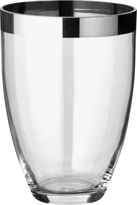 Produktbild von Vase Charlotte, mundgeblasenes Kristallglas mit Platinrand, Höhe 20 cm, Durchmesser 15 cm