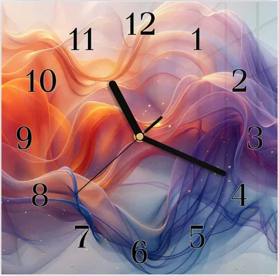 Produktbild von Wanduhr aus Glas mit Motiv Farbwirbel- 30 x 30 cm - inkl. Aufhängesystem