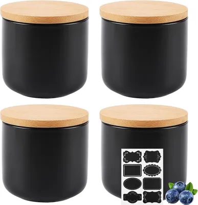 Produktbild von Keramische Vorratsdosen - Lebensmittelsicher - Set von 4 - 260 ml - Schwarz