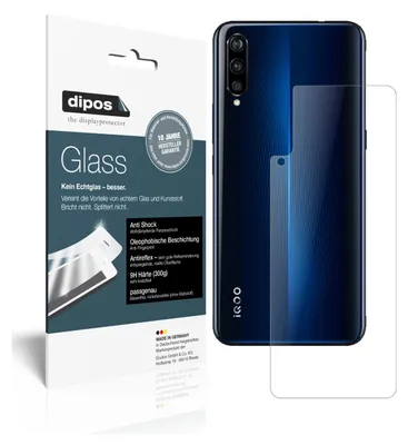 Produktbild von 2x Schutzfolie für Vivo IQOO Rückseite matt - Anti-Shock 9H Folie dipos Glass