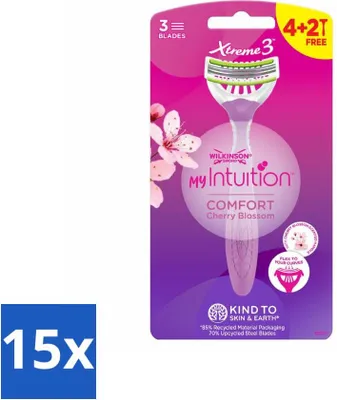 Produktbild von Wilkinson - Einwegrasierer - Xtreme 3 My Intuition - Komfortabel - 6 Klingen - Vorteilspack - 15 Stücke