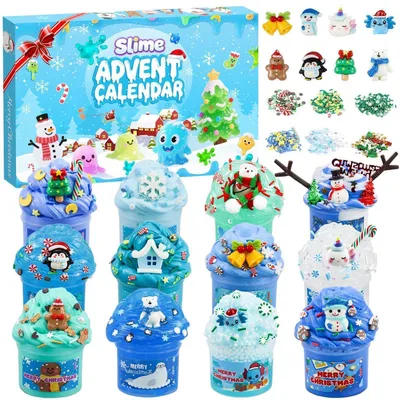 Produktbild von Schleim Adventskalender 2026 Kinder 24 Tage mit 12 Slimes & 12 Accessoires