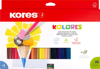 Produktbild von Kores Dreikant-Buntstifte "Kolores" 36er Karton-Etui