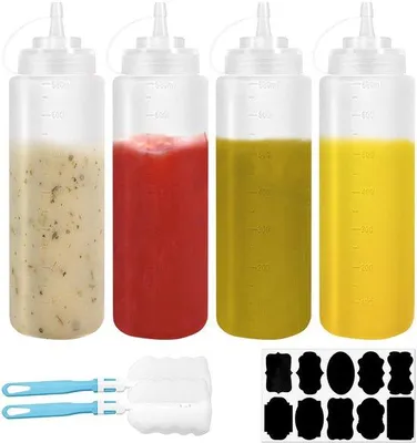 Productafbeelding van Set van 4 Plastic Squeeze Flessen 680ml