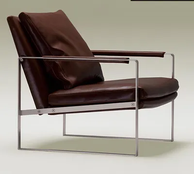 Obrázek produktu pro Křeslo Design Gauč Pohovka Relax Hnědá kůže Lounge Club Čalounění Sitzer novinka