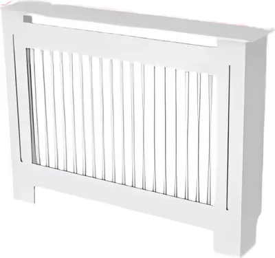 Obrázek produktu pro Kryt radiátoru 111 × 92 cm – kryt radiátoru z MDF – vertikální lamely – bílá – moderní a stylový