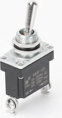 Obrázok produktu pre IP67 Vodotesný kolískový spínač 15 A 250 V AC, 30 A 12 V DC, ON-OFF, 2 skrutkové svorky
