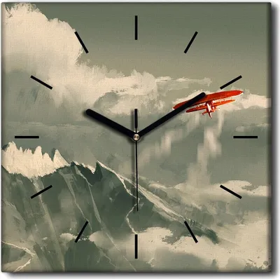 Produktbild von Coloray Uhr auf Leinwand 30x30 cm Wand Uhr Dekoration Wohnzimmer Segeltuch schwarze Hände -Flugzeugkunstberge.