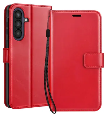 Produktbild von Mayaxess, Wallet Etui Galaxy A57 mit Schlaufe und Standfunktion, Rot