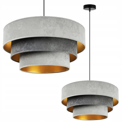 Produktbild von Pendelleuchte Gold Samt Lampenschirm – Elegante Hängelampe Deckenleuchte Kronleuchter Design