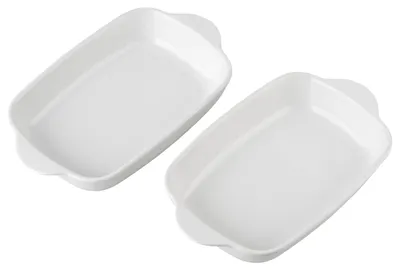 2er Set Auflaufformen aus Keramik, 22 x 13 x 4 cm, weiß