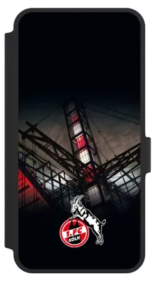 Produktbild von NIVOCASE Klapphülle für Samsung Galaxy A36 5G  Handyhülle aus Kunst Leder NIVOflip schwarz 1. FC Köln Offizielles Lizenzprodukt Stadion