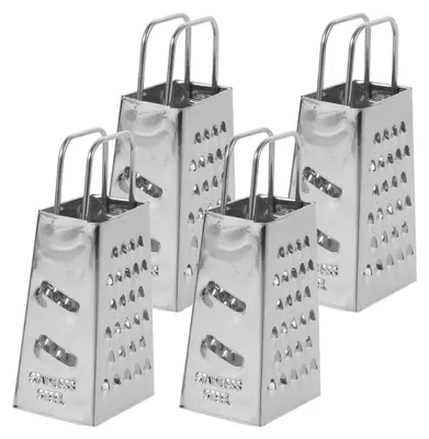 Productafbeelding van Vierkantige rasp - RVS - Geschikt voor kaas, groenten en citrusvruchten - Set van 4 - 6,5 x 3,5 x 3,5 cm