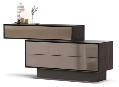 Image de Commode en bois gris moderne avec espace de rangement pour le salon et la chambre à coucher