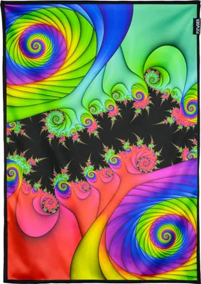 Produktbild von PSYWORK Schwarzlicht Stoffposter Neon "Fractal Landscape", 0,5x0,7m